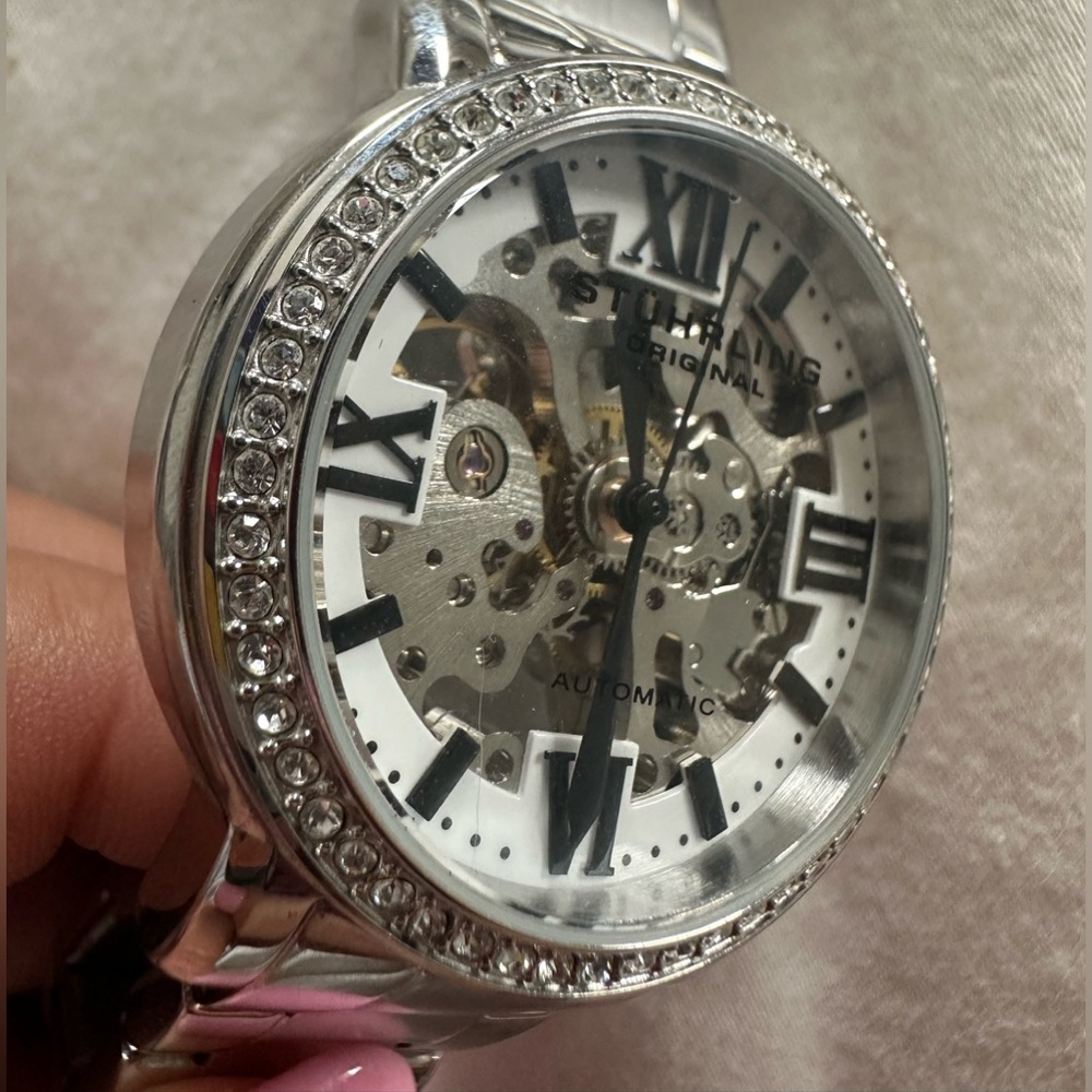 Women’s Stuhrling Stainless Steel Skeleton Watch - Picture 3 of 5